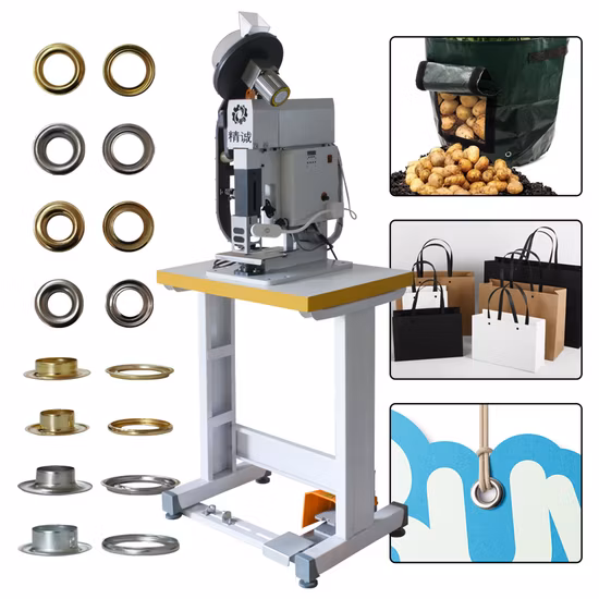 Perforación de ojales semiautomática, fijación, fijación, remachadora, perforación de agujeros y ajuste de ojales en una sola operación