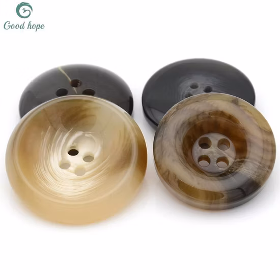 Botones de resina Natural de cuerno de vaca para costura, redondos, personalizados, de alta calidad, 15mm, 4 agujeros, para camisa, abrigo y ropa